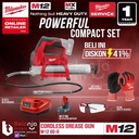 Milwaukee Grease Gun Cordless M12 GG-0 Pompa Gemuk Baterai Set 12V 6AH