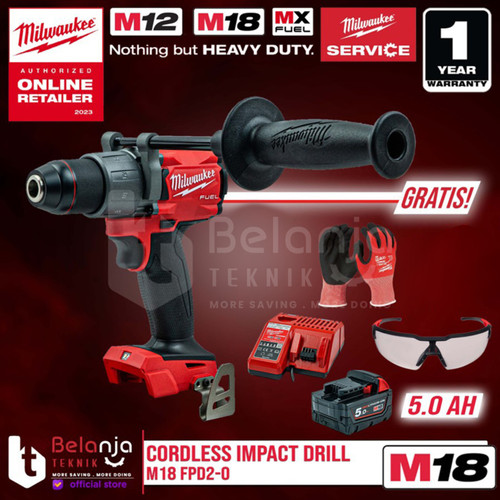 Milwaukee Bor Baterai M18 FPD2-0 Cordless Impact Drill SET 18V 8AH FPD