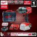 Milwaukee Impact Wrench Baterai M18 FHIWF12 Sock 1/2 Inch Set 18 V 8AH