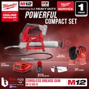 Milwaukee Grease Gun Cordless M12 GG-0 Pompa Gemuk Baterai Set 12V 2AH