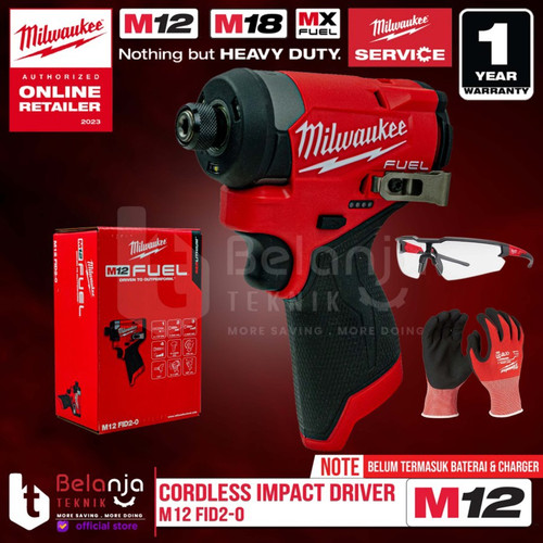 Milwaukee Impact Driver Baterai M12 FID2-0 1/4 Inch Hex 12 V Unit Only