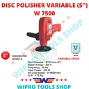 WIPRO Mesin Poles Mobil / Polisher Rotary / Disc Polisher 5" W 7500