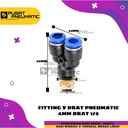 FITTING Y DRAT 2 TUBE UKURAN 4 MM DRAT UKRAN 1/4"(12MM)