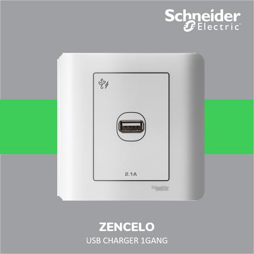 Schneider Electric ZENcelo USB Charger 1 Gang - E8431USB_WE