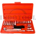 22 PCS, 1/4" DR. SAE SOCKET SET TK-031, 6PT INCH MAXPOWER