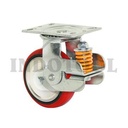 RODA TROLI / TROLLEY SPRING 5 INCH 125X50MM PU MERAH PUTAR SWIVEL ROHA