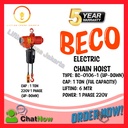 Electric Chain Hoist Cap 1 Ton 6 Mtr Up Down 1 phase 220V BECO KOREA