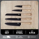 Oxone OX501 5Pcs Knife Set Stainless Steel with Sillicone Wood Handle Motive SOft Touch