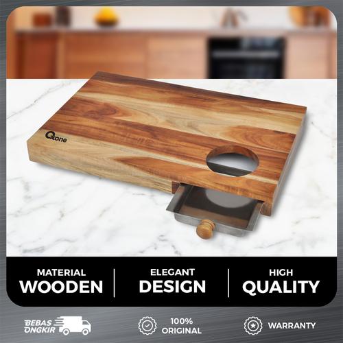 Oxone OX614 Bamboo Board with Metal Tray Talenan Kayu