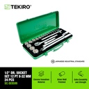 Tekiro 1/2 Inch Socket Set 12 Pt 8 - 32 Mm 24 Pcs / Kunci Sock Set / Socket Set / Tools - Alat Perkakas