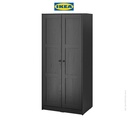 IKEA RAKKESTAD Lemari Pakaian 2 Pintu Minimalis Hitam 79x176 cm
