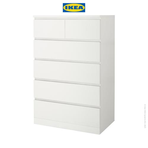 IKEA MALM Lemari Laci 6 Susun Putih Minimalis 80x123 cm