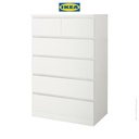 IKEA MALM Lemari Laci 6 Susun Putih Minimalis 80x123 cm