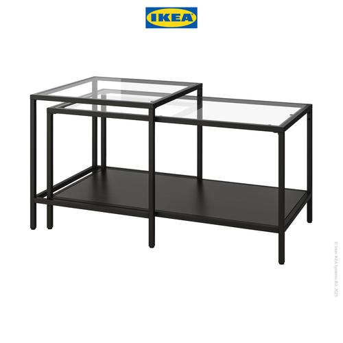 IKEA VITTSJO Meja Tamu Bersusun Serbaguna Hitam Set Isi 2 pcs 90x50cm