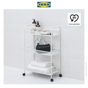 IKEA HORNAVAN Troli Kamar Mandi Putih dengan 3 Rak 26x48x77 cm