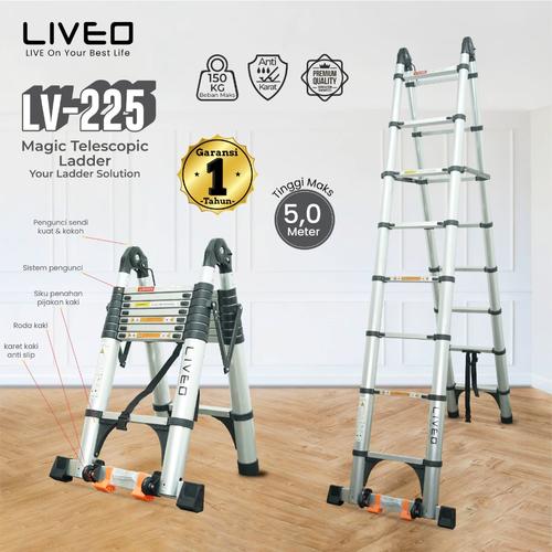 Tangga Double Magic Telescopic Liveo LV-225 / Tangga Lipat Aluminium T