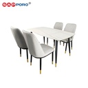 SAPPORO LAULIA - Meja Makan Set Motif Marmer | Dining Set Rock Beam