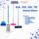 HomeGlam -Sapu Karakter+Sikat dorong Nilon+Mop M Cotton+Wiper Air Drat
