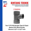 Large Radius Tee Y 2 1/2" x 1 1/2" inch PVC Rucika D