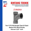 Large Radius Tee Y 1 1/2" x 1 1/2" inch PVC Rucika D