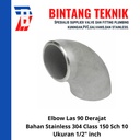 Elbow Las Stainless (SUS) 304 1/2" inch 90 Derajat
