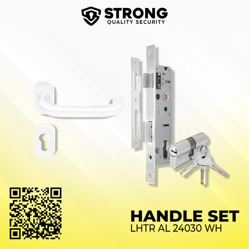 Handle pintu aluminium 1 Set Lengkap Strong oval 24030 WH