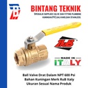 Ball Valve 2" inch Kuningan Drat NPT Rub Italy 600 Psi