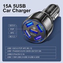 BK-355 Charger Mobil USB 5 Port QC 3.0 Car Lighter Slot 1.8A 15A Hitam