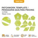 Penggaris Quilting Piecing / Patchwork Template Set Isi 12 (PT-12)