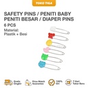 Safety Pins / Peniti Baby / Peniti Besar / Diaper Pins (6 pcs)