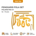 Penggaris Pola Set / Pattern Ruler POLARIS Isi 9 Set 12 Pcs (PSC-01)