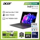 Acer Swift X 14 With AI SFX14-72G-79PY 14.5" OLED Intel Core Ultra 7 155H NVIDIA GeForce RTX 4050 32GB RAM 1TB SSD