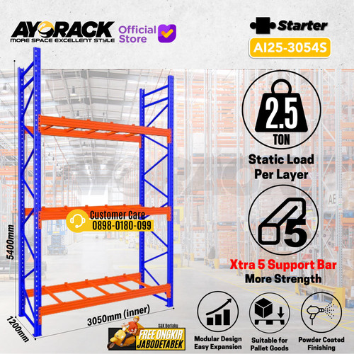 AYORACK PALLET RACKING 2.5 TON AI25-3054S RAK GUDANG HEAVY DUTY 5.4 METER