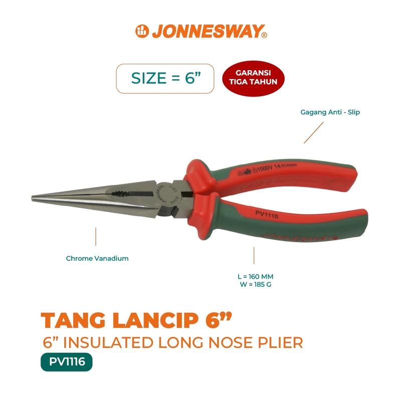 6" PLIER HIDUNG PANJANG TERINSULASI (PV1116)