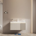 Informa Leisha Kabinet Kamar Mandi 1 Pintu Led Dengan Laci - Krem Beige Organizer Serbaguna Bathroom Cabinet Aksesoris Kamar Mandi Kompartemen Penyimpanan Alat Mandi