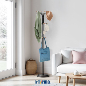 Informa 38X38X180 cm Royce Gatungan Pakaian - Hitam Stand Hanger Gantungan Baju Berdiri Clothes Organizer Standing Clothing Rack