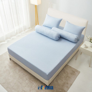 Informa 180X200 cm Set 5 Pcs Seprai King Microfiber Yada - Biru Sprei Motif Seprai Aesthetic Seprei Sheet Set Bed Sheet Aksesoris Tempat Tidur Set Sarung Bantal Sarung Guling