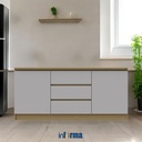 Informa 180 cm Ivy Ii Kabinet Bawah Dapur - Putih / Cokelat Oak