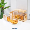 Informa 700 ml Set 3 Pcs Stoples Kaca Crown - Gold Jar Tempat Simpan Snack Dan Permen Setoples Toples Beling Serbaguna Perlengkapan Dapur Wadah Makanan