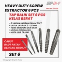 GRIP-ON HEAVY DUTY SCREW EXTRACTOR TAP BALIK KELAS BERAT SET 6 PCS
