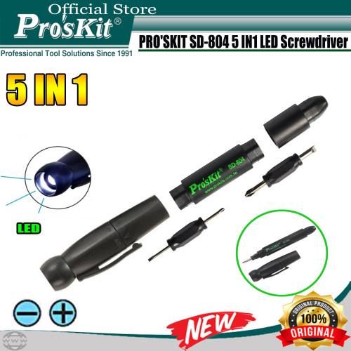 OBENG SET TYPE MODEL PEN PROSKIT SD-804 5 IN 1 LED Screwdriver ORI