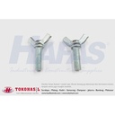 Wing Bolt M8 x 20 - P1.25, Putih (Baut kuping / kupu-kupu) ECERAN