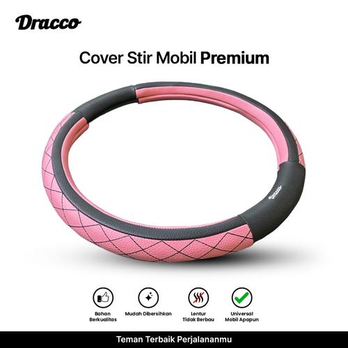 Cover stir mobil premium DRACCO sarung stir mobil LINEA BLACK PINK