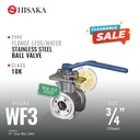 Ball Valve Flange-Less / Wafer , HISAKA Fig. WF3 , 3/4" - 20A - 20mm