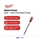 Milwaukee Accessories - Mata Pahat, SDS - Plus Pointed Chise