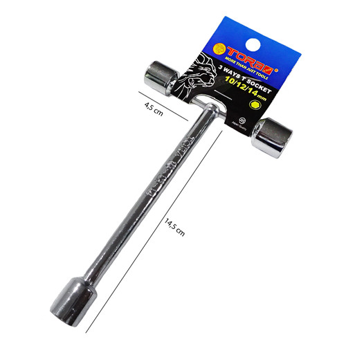 TORA Kunci Sock T 3 Mata 10, 12, 14 MM - T Socket Wrench 3 Ways
