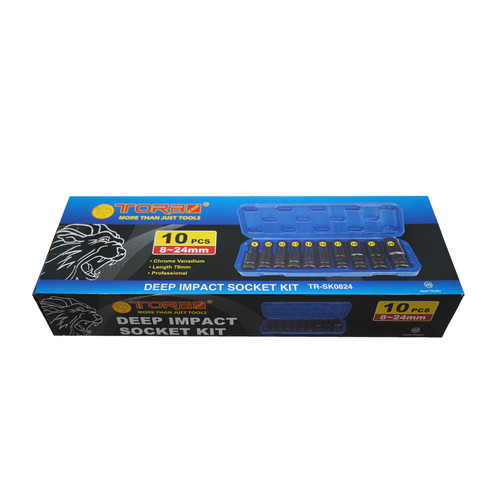 TORA Kunci Socket Hitam Set 10 Pcs 78 MM - Impact Socket Set