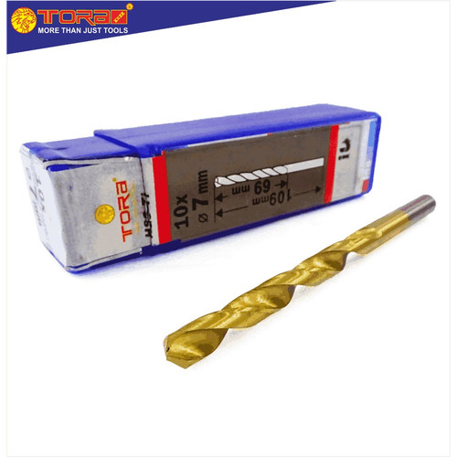 TORA Mata Bor Satuan Besi & Kayu 7 Mm HSS Kuningan