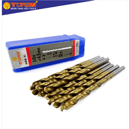 TORA Mata Bor Satuan Besi & Kayu 4.5 Mm HSS Kuningan