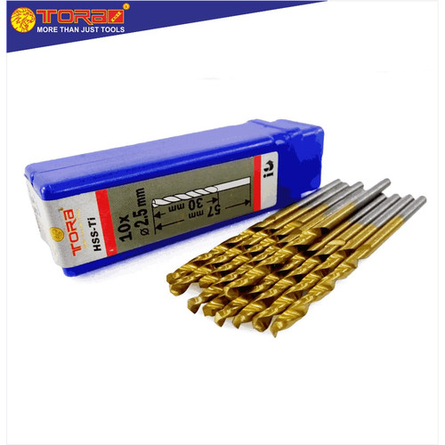 TORA Mata Bor Satuan Besi & Kayu 2.5 Mm HSS Kuningan
